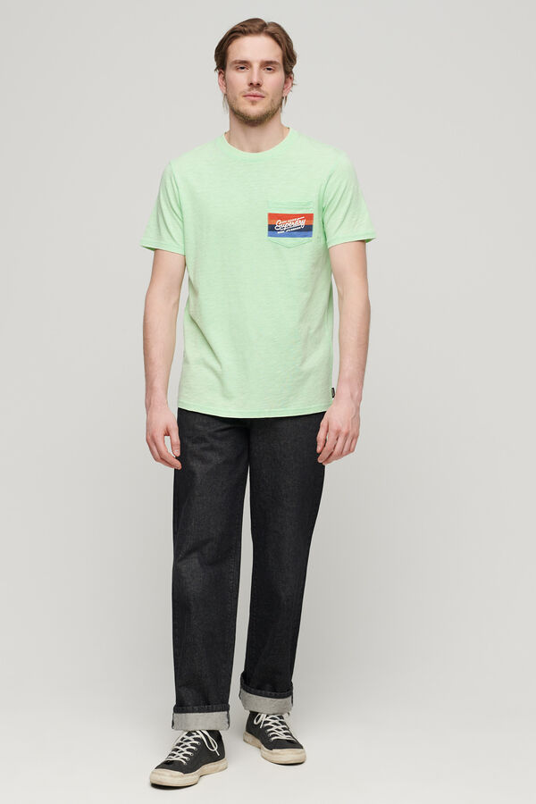 Springfield Gestreiftes T-Shirt mit Cali-Logo grün