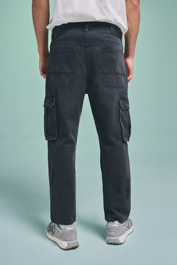 Springfield Calça jeans cargo preta Pedri X Springfield cinza