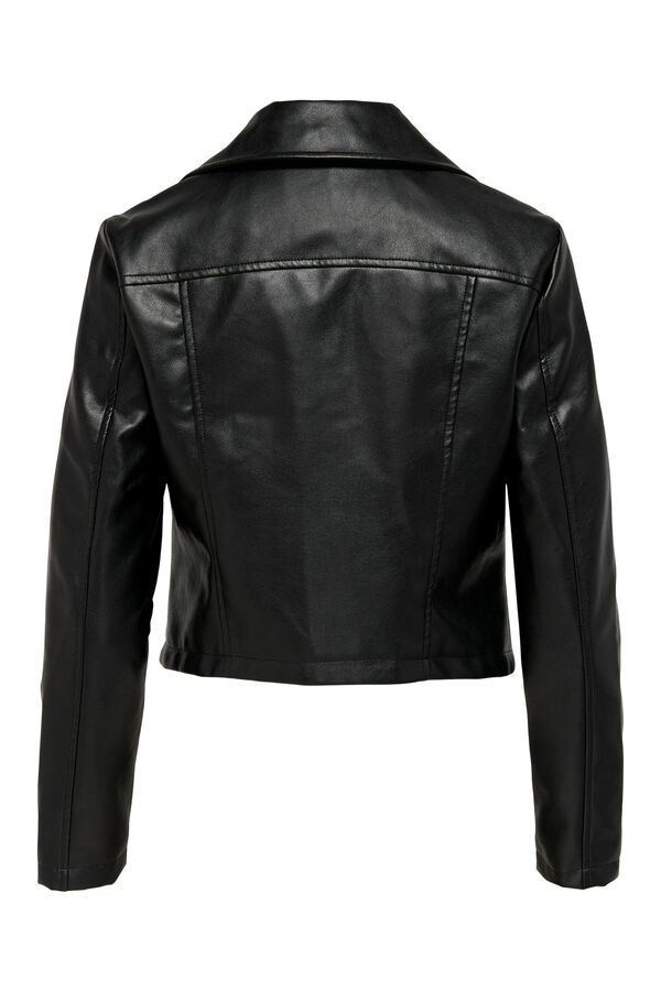 Springfield Faux leather zip-up jacket black