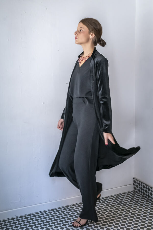 Cul Sac Abrigo midi cuello mao negro