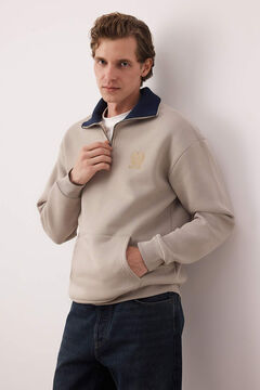 Trendyol Sudadera de cuello alto con media cremallera gris