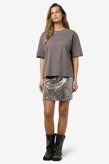 Noisy May T-shirt com gola de joia cinzento