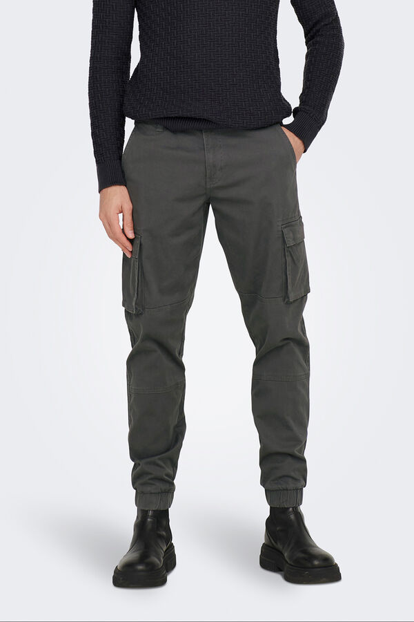 Only & Sons Long cargo trousers grey