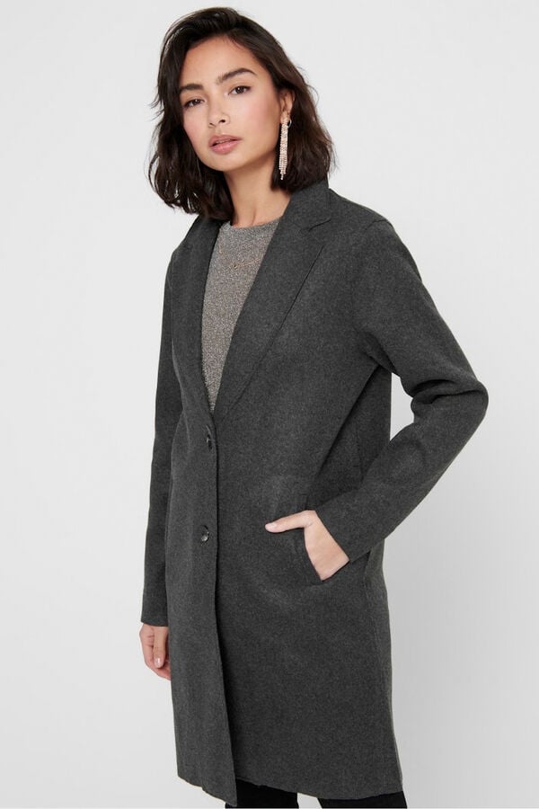 Only Abrigo midi de pa&ntilde;o gris