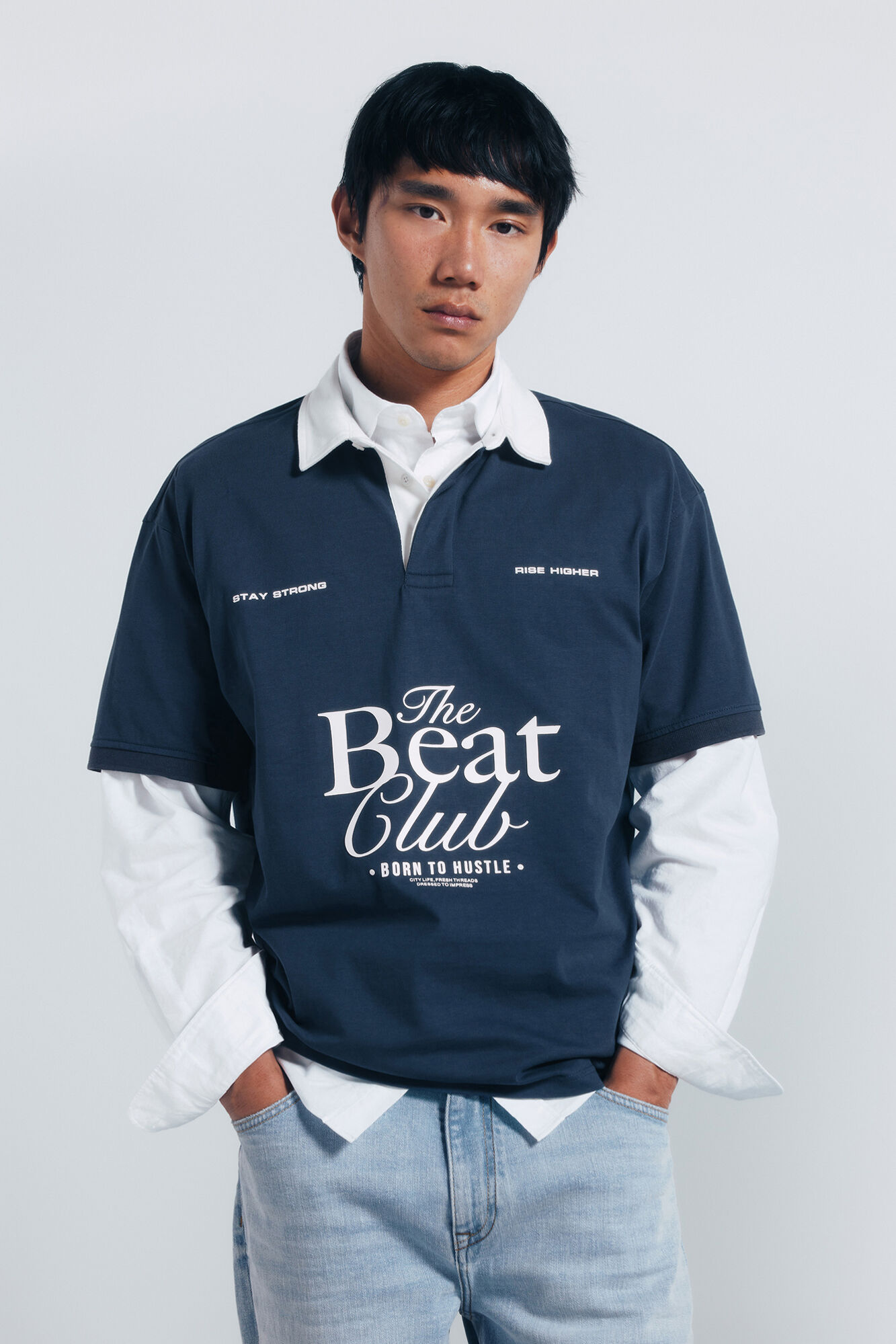 Springfield Rugby polo shirt with boxy fit texts