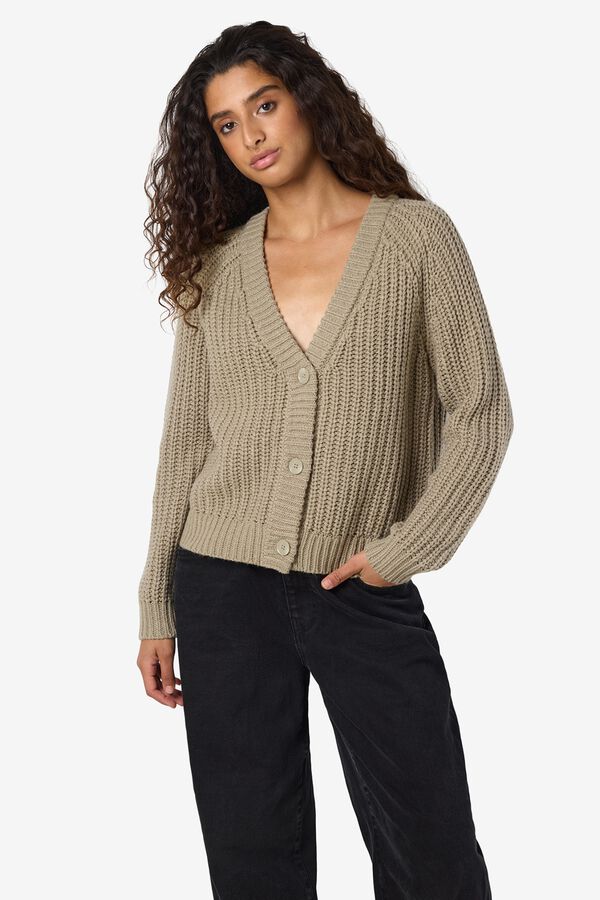 Noisy May Chunky buttons down cardigan grey