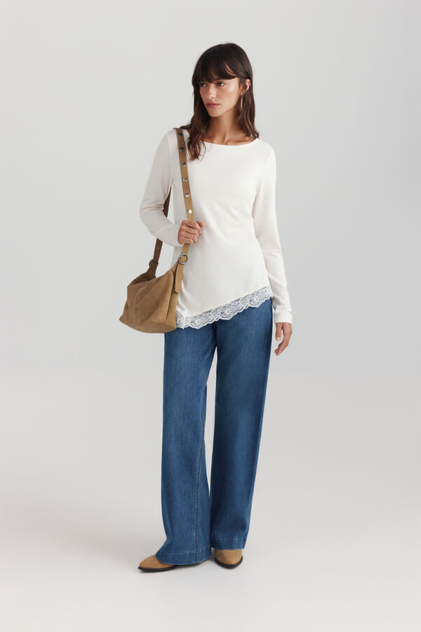 Springfield Asymmetric fine lace jumper printed