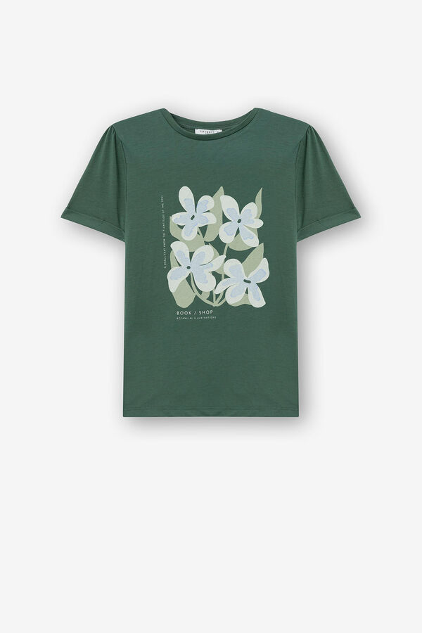 Springfield T-Shirt mit Print am Rücken grün