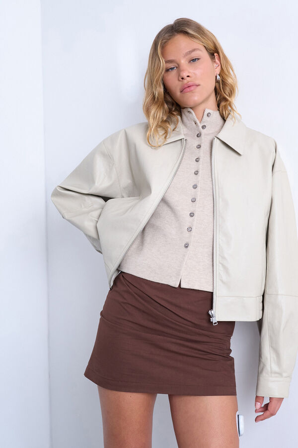 Topshop Short jacket with coated finish (polyester with polyurethane coating) Bela