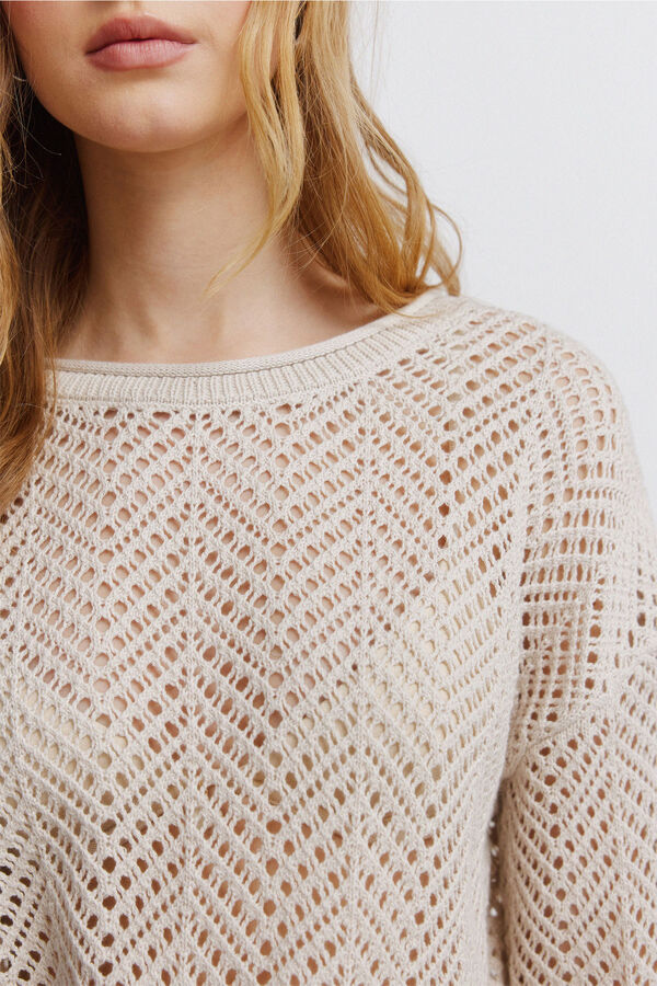 Springfield Lurex pointelle jumper nude