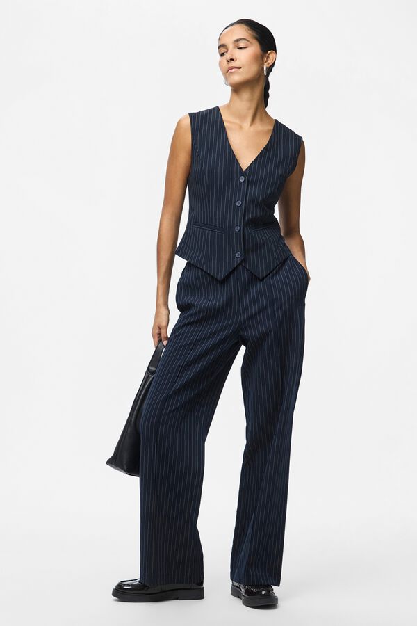 Pieces Wide leg tailored trousers grey