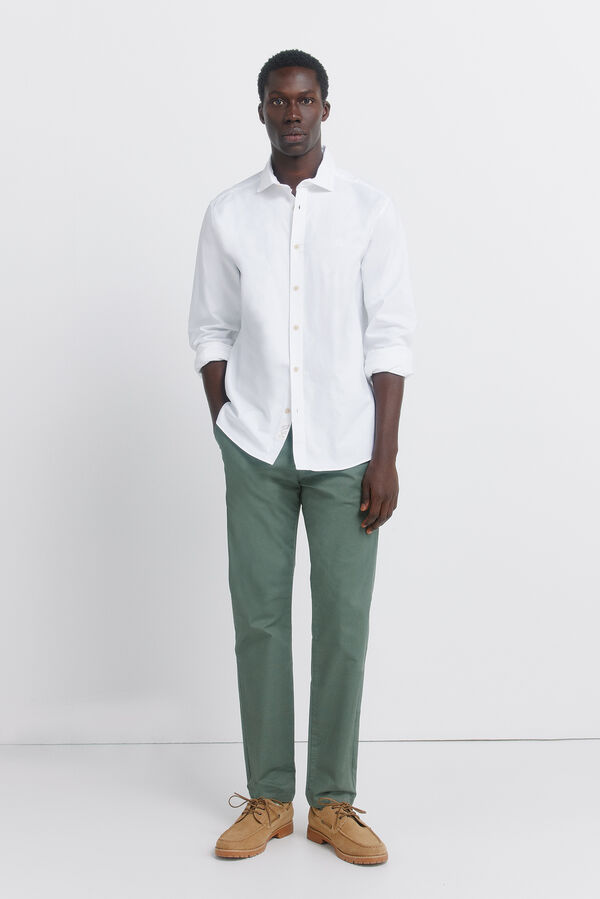 Springfield Slim fit micro-print trousers green