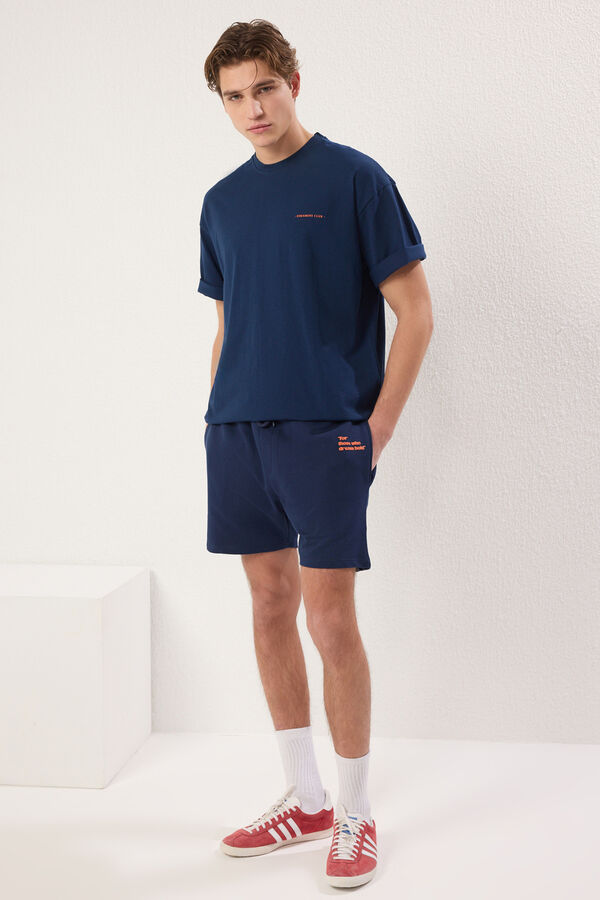 Trendyol Ch&aacute;ndal ancho oversize de algod&oacute;n azul