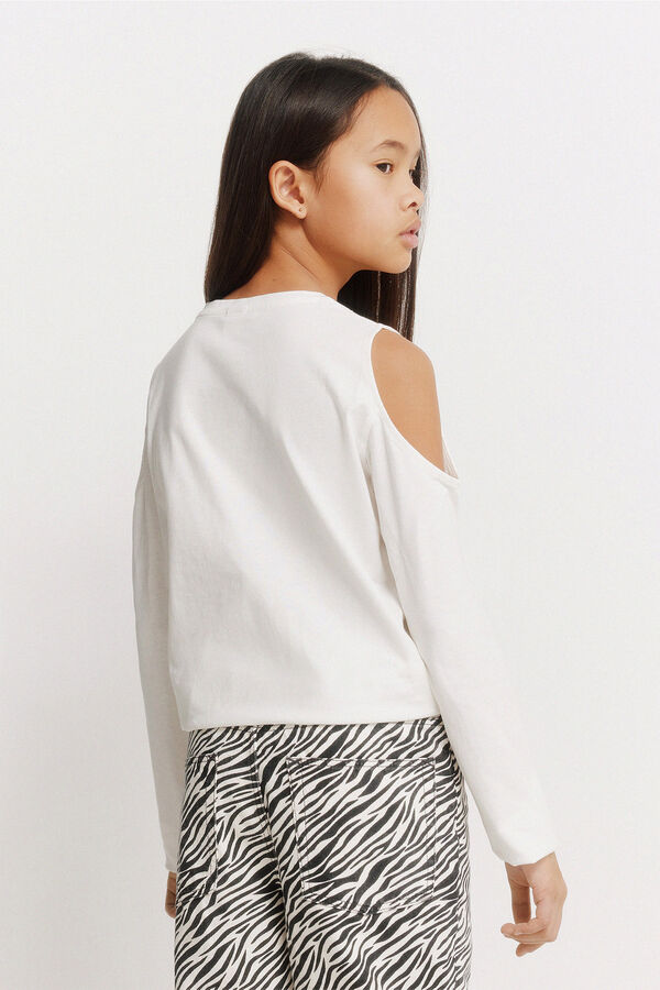 Springfield Kids Majica dugih rukava za devojčice sa nitnama otkrivenih ramena Bež