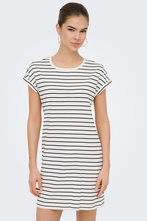 Only Vestido corto estampado rayas blanco