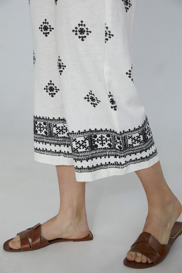 Springfield Pantalón culotte lino blanco
