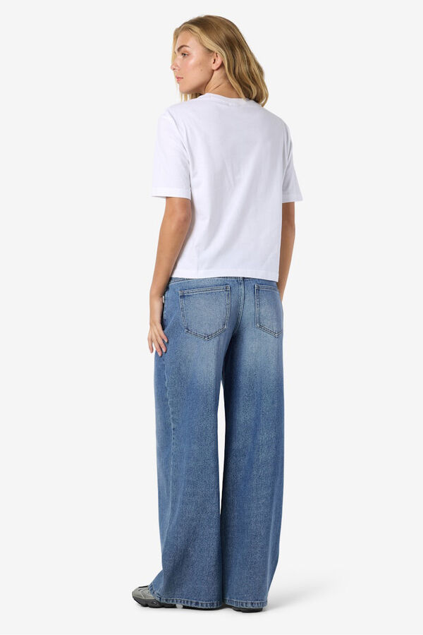 Noisy May T-Shirt mit Ausschnitt Wei&szlig;