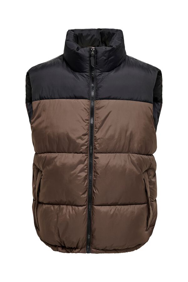 Only & Sons Chaleco acolchado cremallera marr&oacute;n