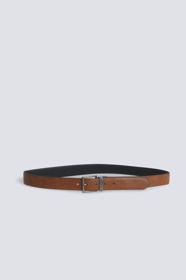 Springfield Ceinture r&eacute;versible micro-perfor&eacute;e noir