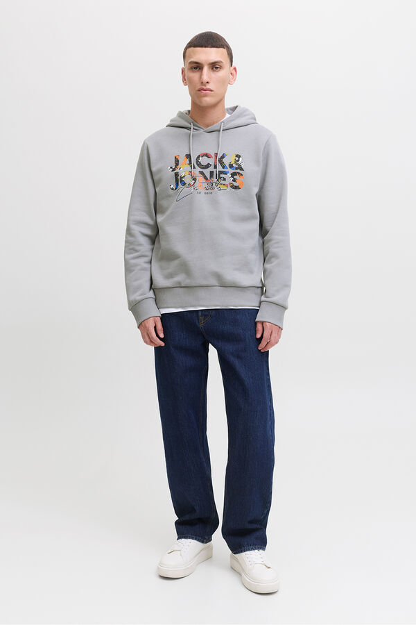 Jack & Jones Sudadera regular fit estampada gris