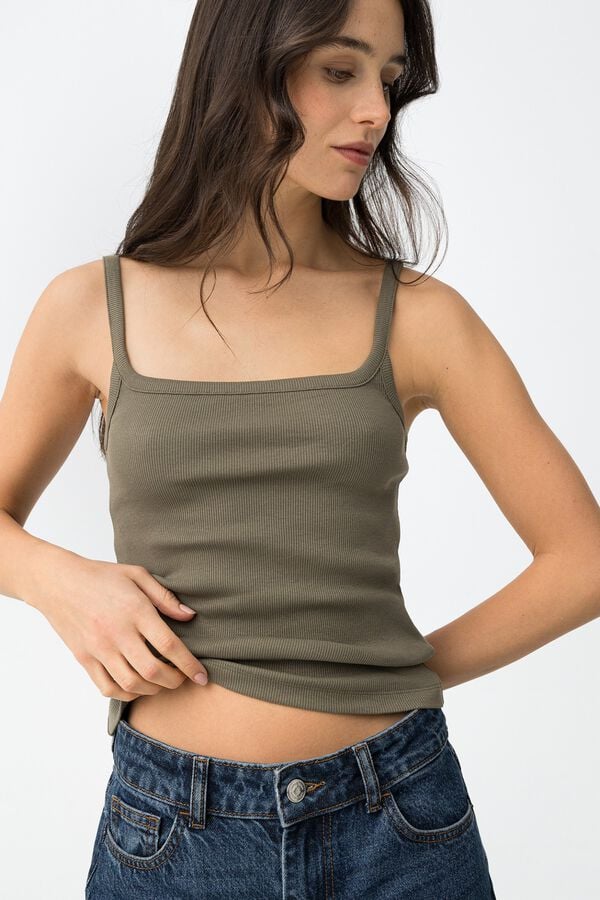 Tiffosi Top ajustado tirantes blanco