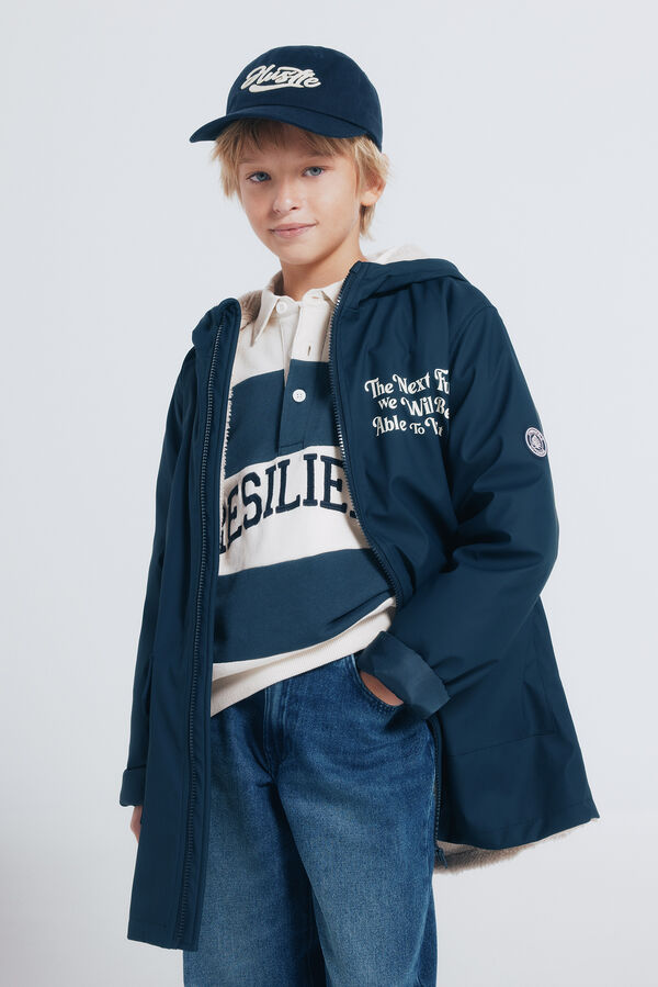 Springfield Kids Parka azul marinho com frase para criança azul