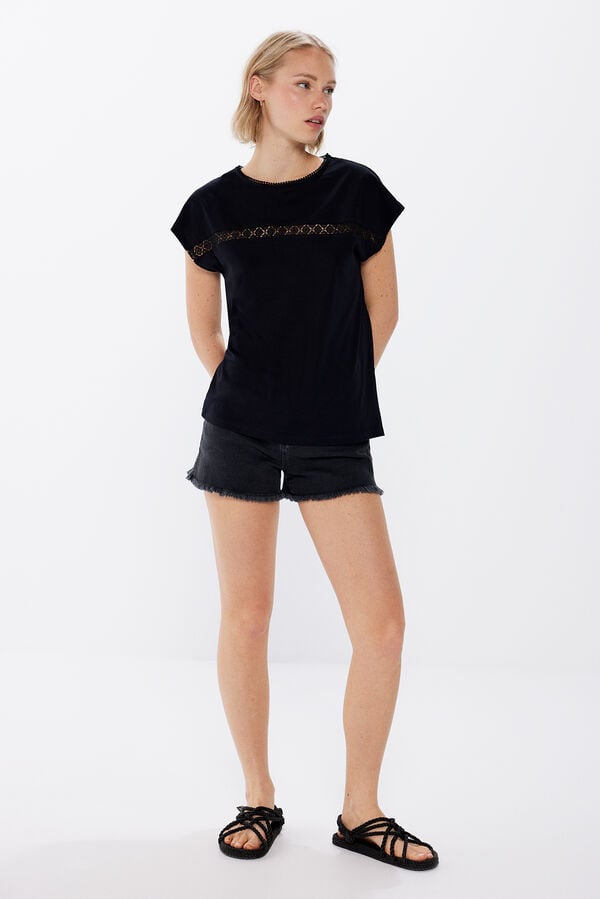 Springfield Lace front T-shirt black