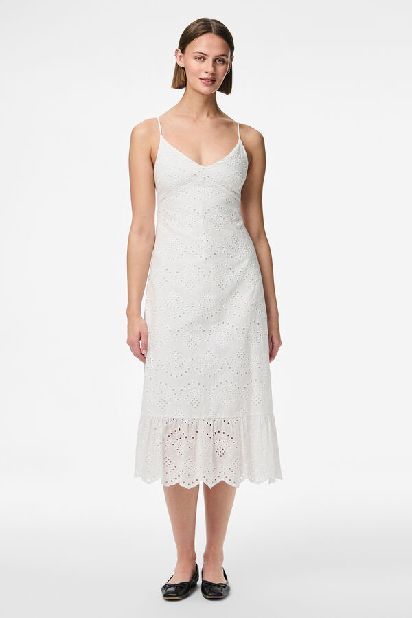 Pieces Vestido midi de tirantes blanco