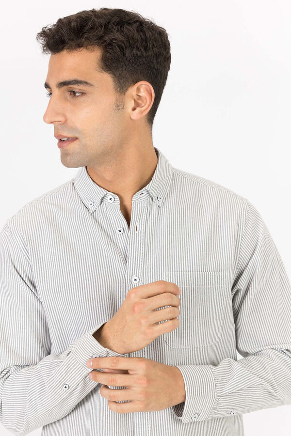 Tiffosi Camisa Regular Fit Oxford Rayas verde