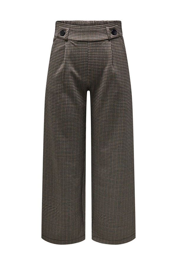 Springfield Checked wide-leg trousers smeđa