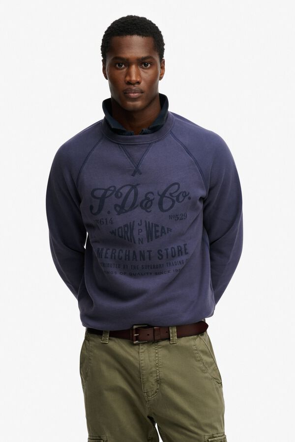 Superdry Round neck logo sweatshirt blue