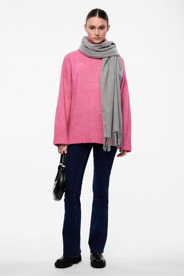 Pieces Light fringed scarf grey