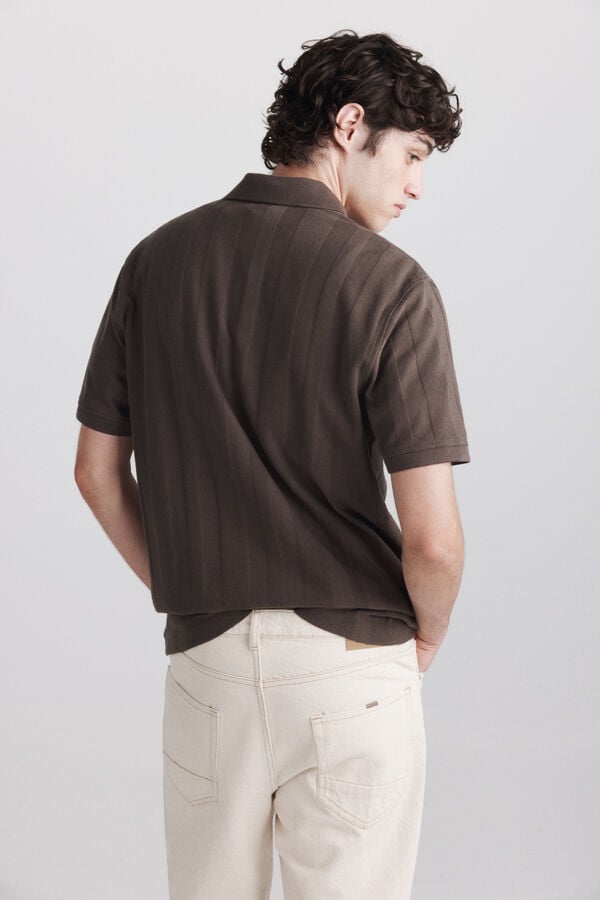 Springfield Regular fit structure polo shirt nude