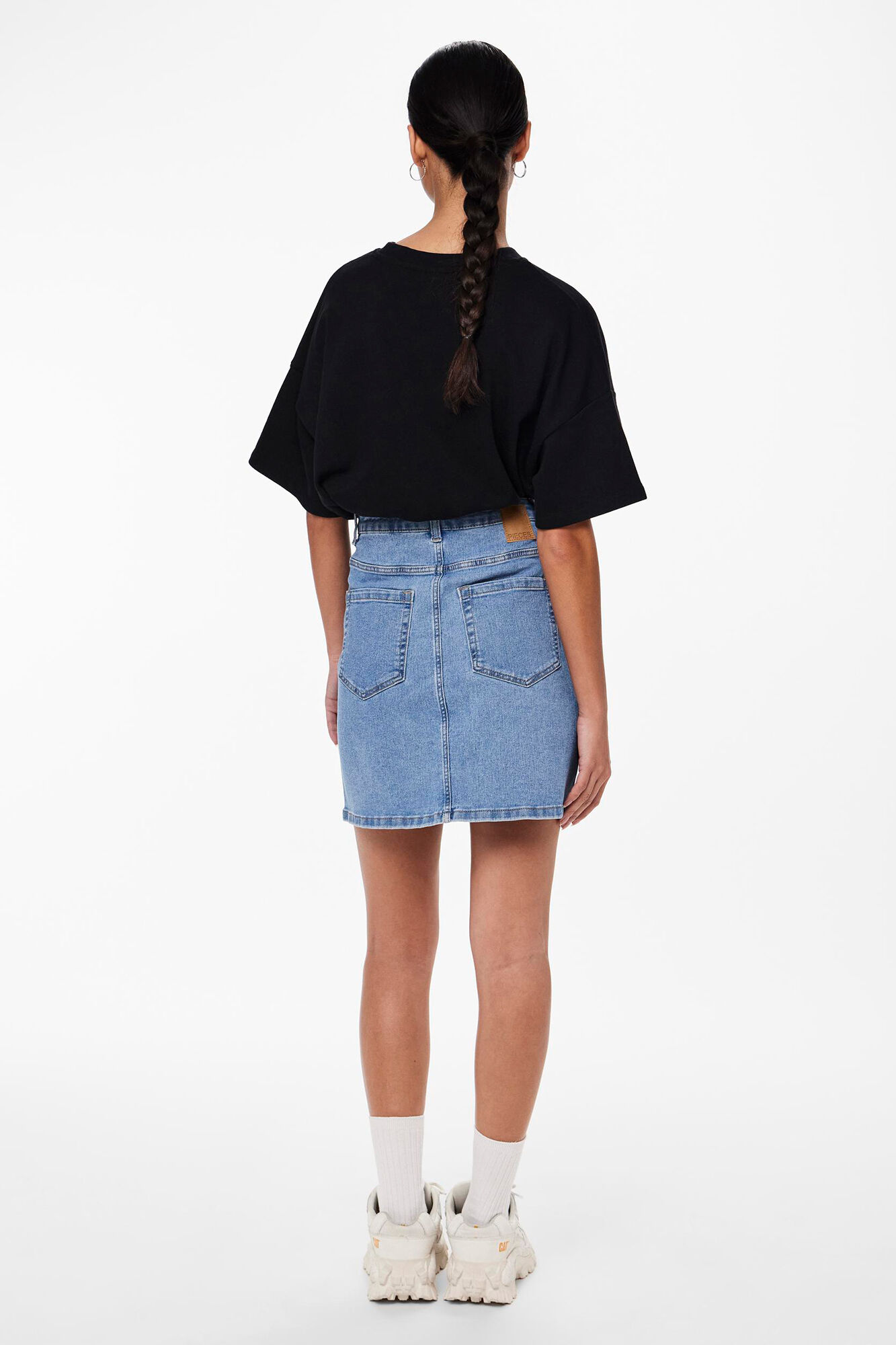 Pieces Saia curta denim