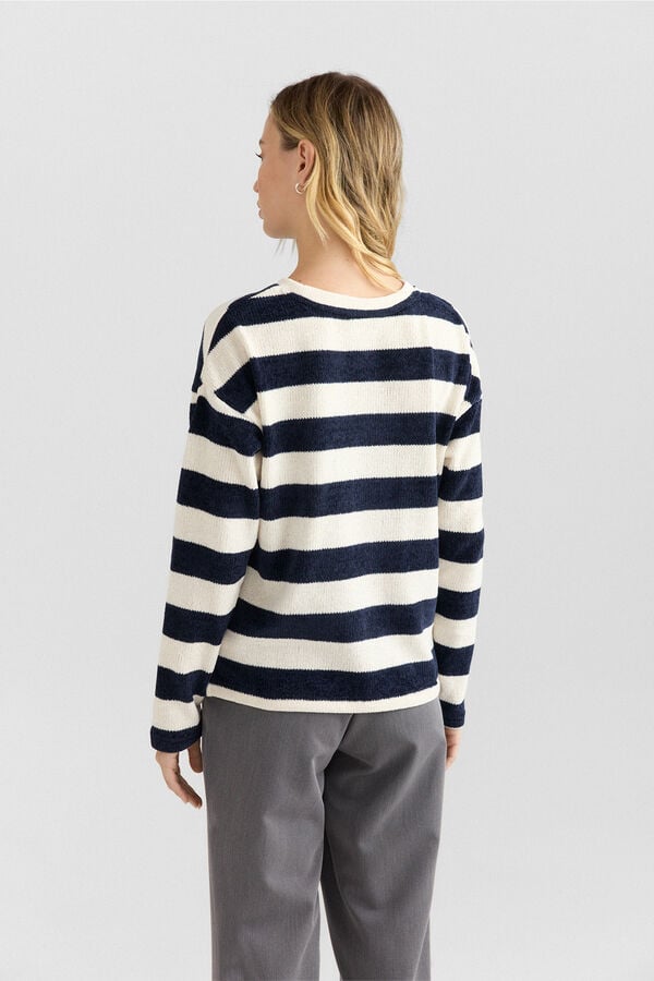 Springfield Striped fine knit jumper blue