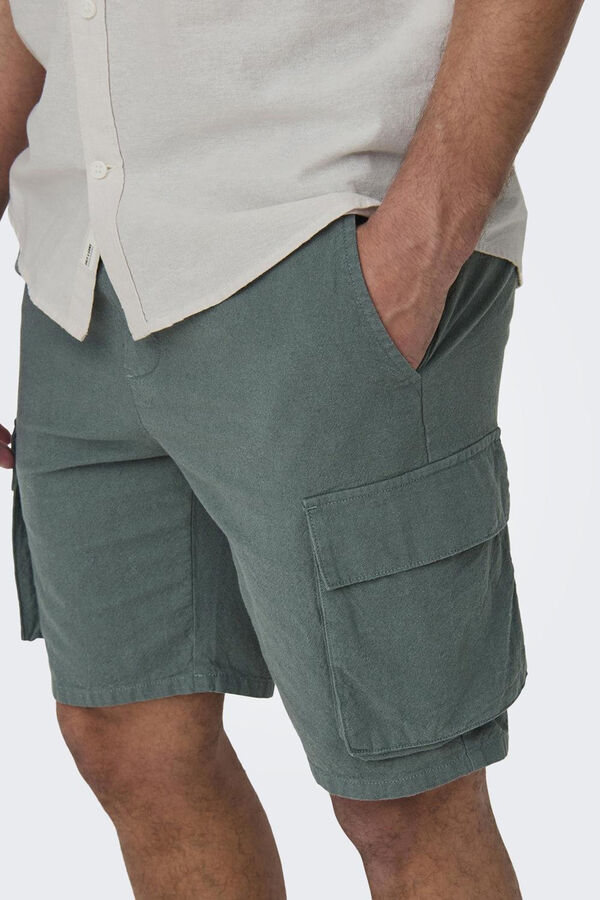 Springfield Linen cargo Bermuda shorts green