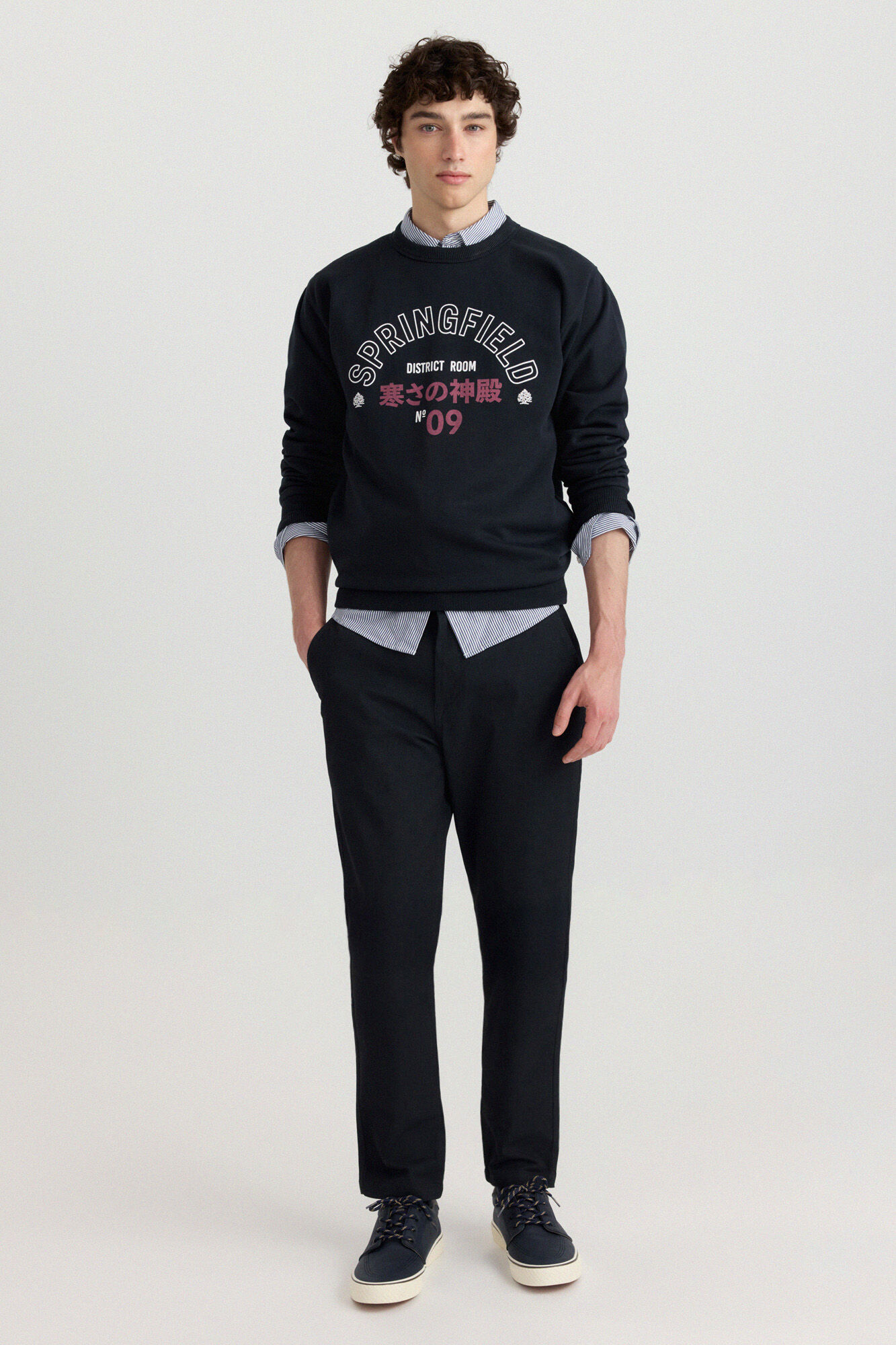 Springfield Micro-print slim fit chinos