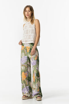 Springfield Printed palazzo trousers green