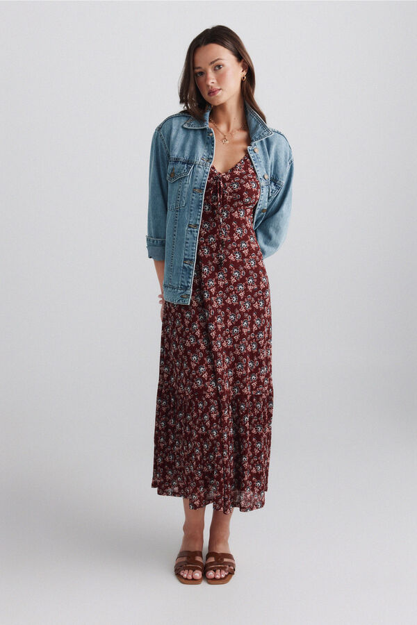 Springfield Printed cord midi dress red