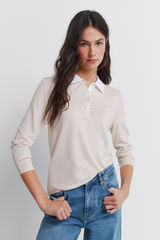 Springfield Long sleeve two-fabric jersey-knit polo shirt brown