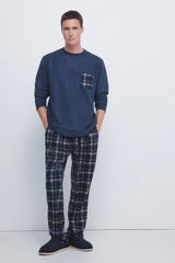 Springfield Warm fabric long pyjamas set blue