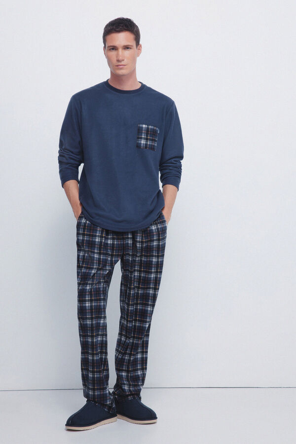 Springfield Warm fabric long pyjamas set blue