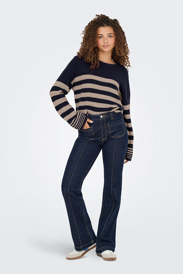 Only Jersey de rayas cuello redondo azul