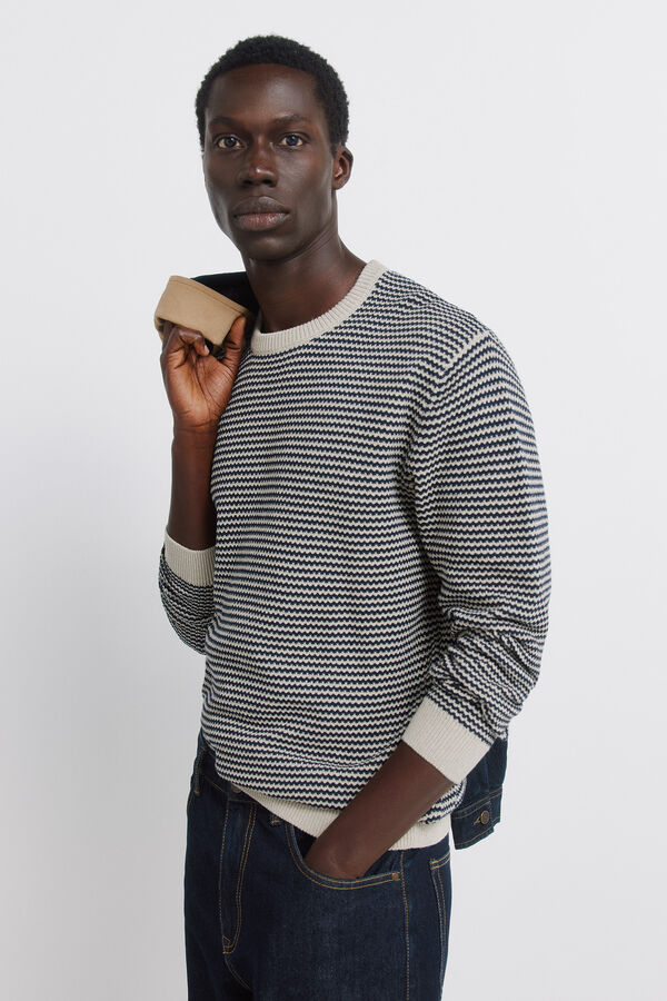 Springfield Two-tone textured jumper blue