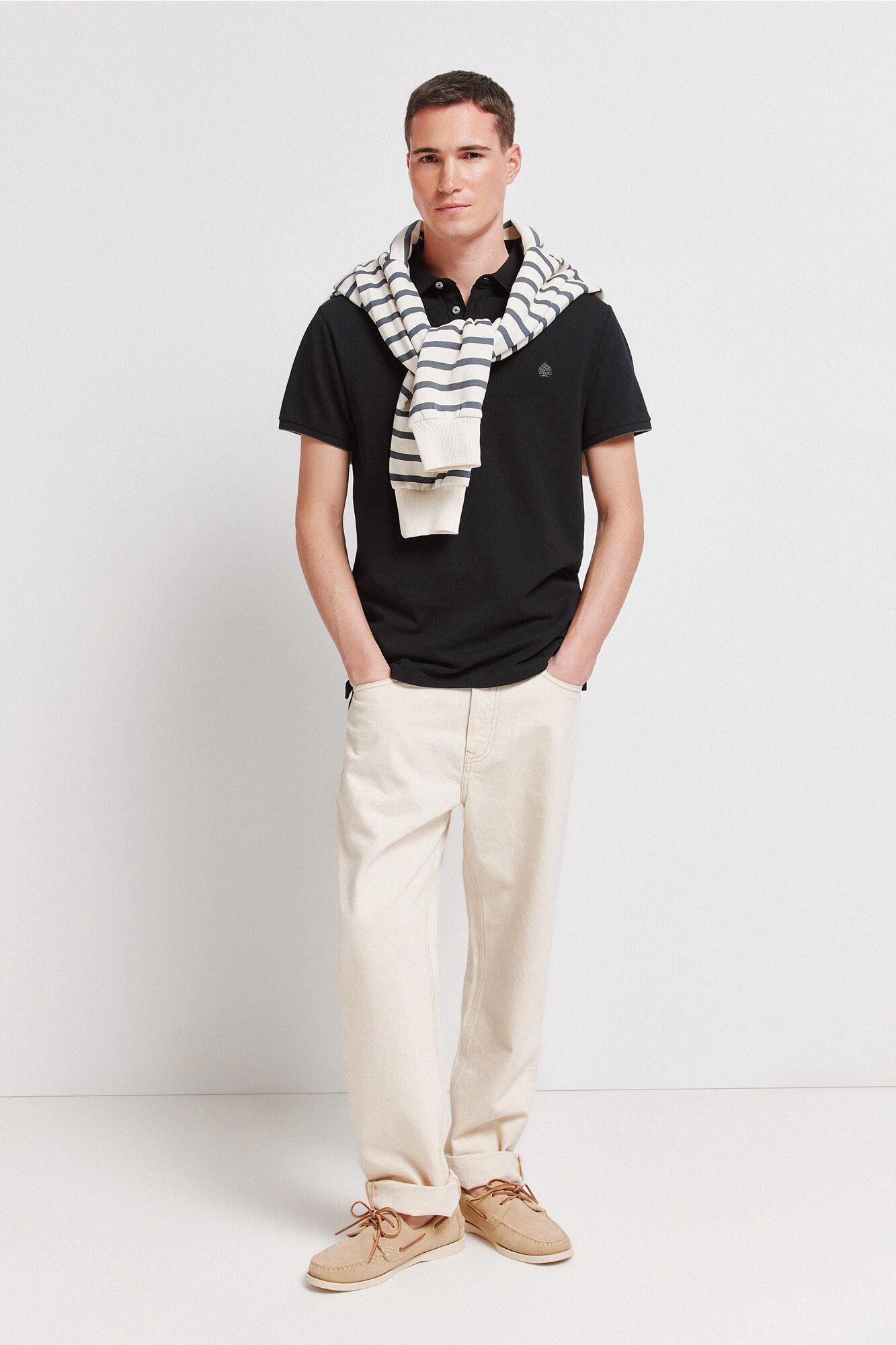 Springfield Piqu&eacute; contrast cuff slim fit polo shirt