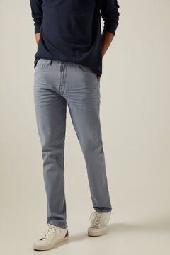 Springfield Slim fit washed 5-pocket coloured trousers steel blue