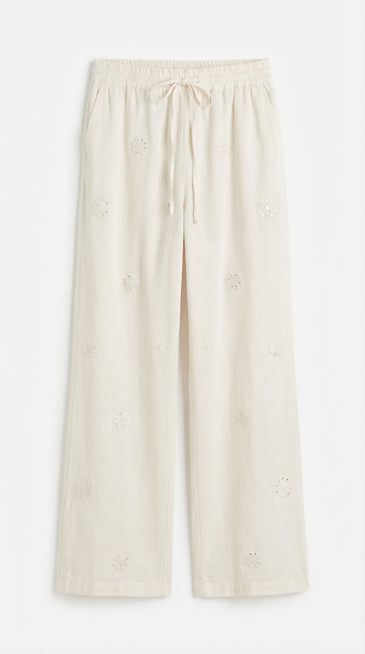 Springfield Pantalon en lin &agrave; fleurs