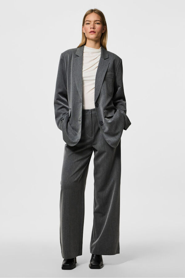 Pieces Pantal&oacute;n traje wide gris