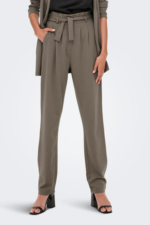 Springfield Pleated high waist trousers. brown