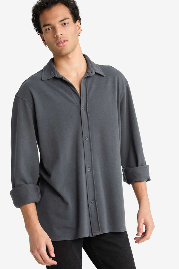 DeFacto Long sleeve shirt grey